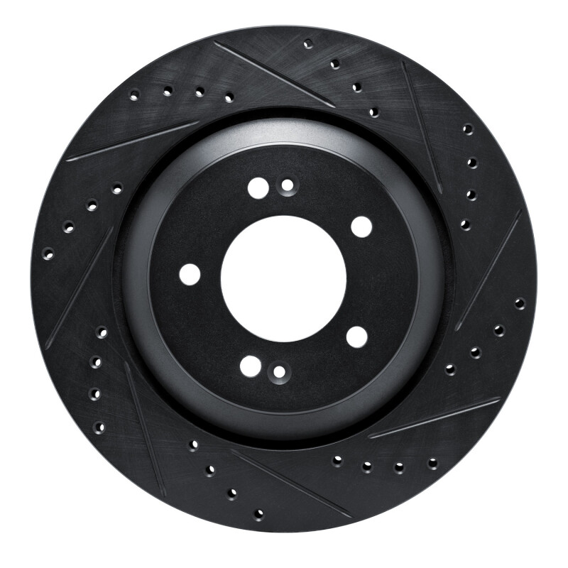 Hyundai Kona N Brake Rotor (1) - Rear Right - R1 Concepts - Drilled & Slotted - Black - `19-`25